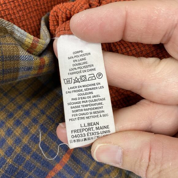 LL Bean Shirt Jacket Mens XL Plaid Canvas Flannel Lined Shacket Snap Pocket - Picture 9 of 12